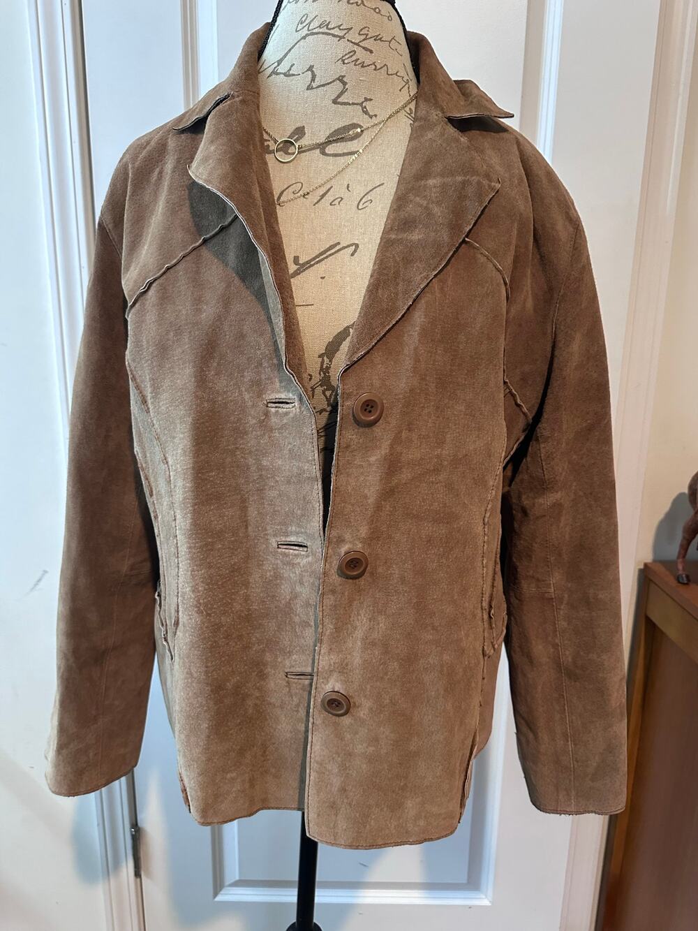 Venezia Woman sz 14/16 Suede Leather Button Down Jacket BOHO Traditional Western